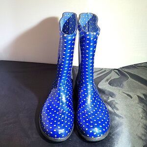 SLOGGERS-WOMEN"S RAIN BOOTS DARK BLUE WITH YELLOW DOTS